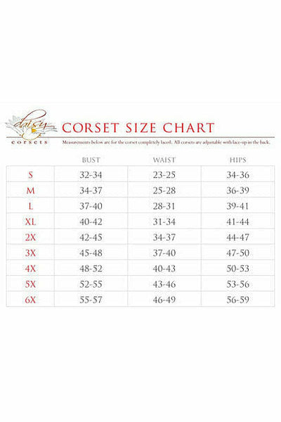 Top Drawer Satin Steel Boned Overbust Corset by Daisy Corsets in 3 Color Choices in Size S, M, L, XL, 2X, 3X, 4X, 5X, or 6X