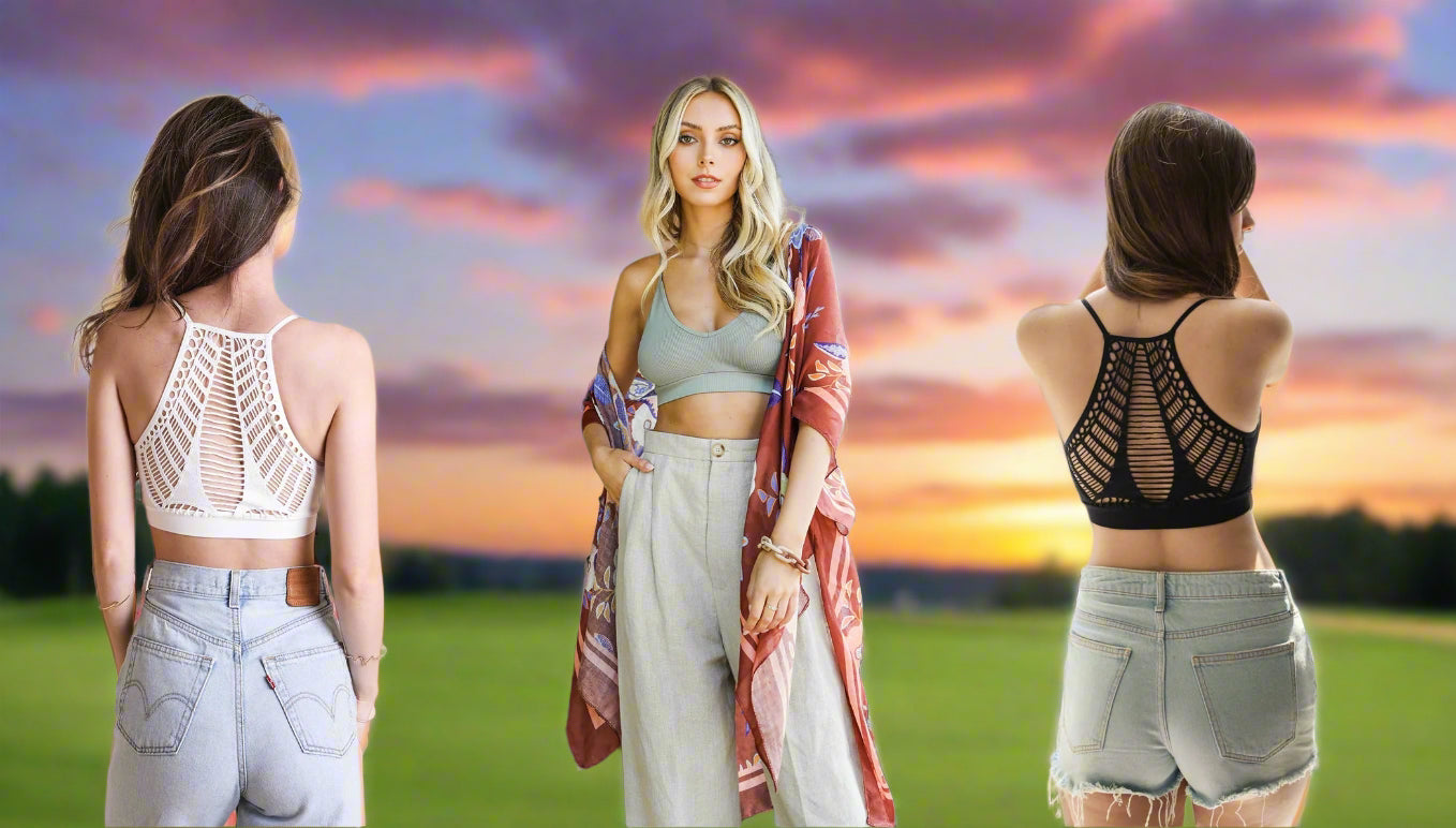 Seamless Razor Slash Back Bralette by LETO in 3 Color Choices