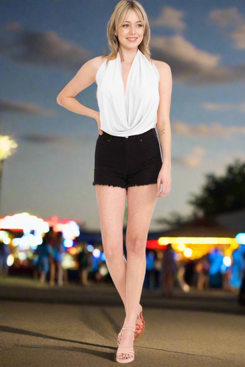 Sexy Cowl Neck Halter Top with Naked Back