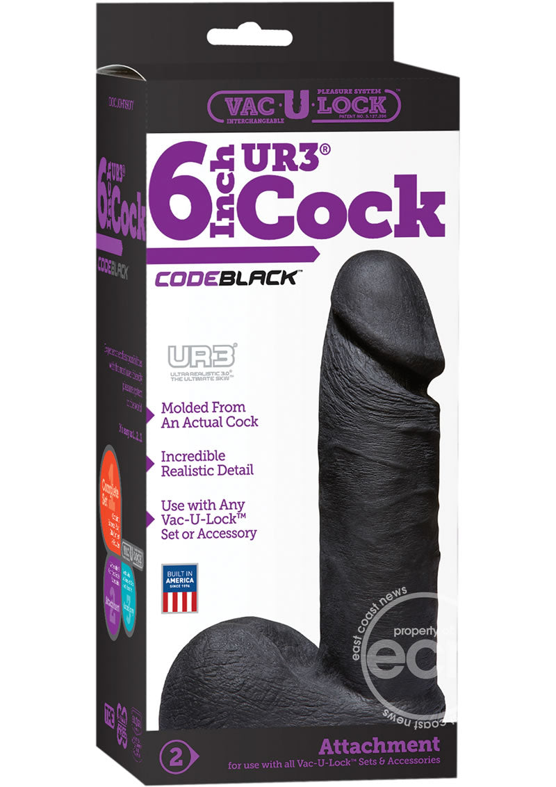 Vac-U-Lock CodeBlack Ultraskyn Dildo 6 Inches