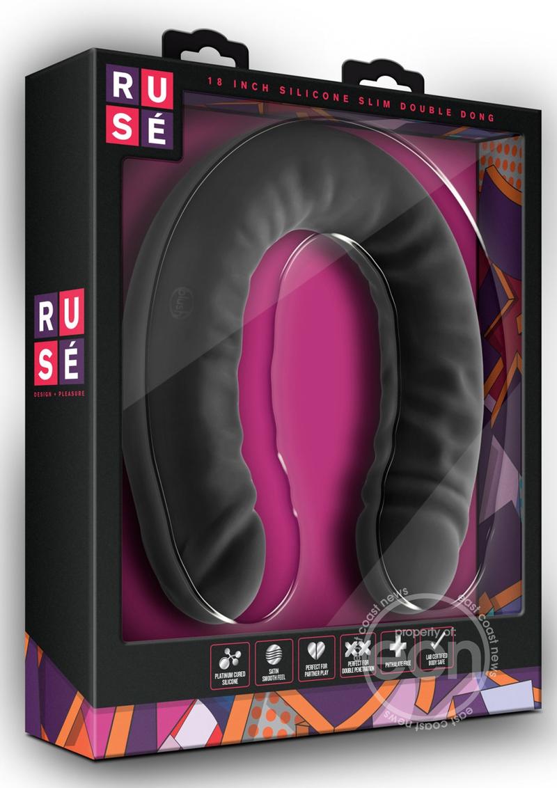 Ruse Silicone Double Headed Black Dildo 18 Inches