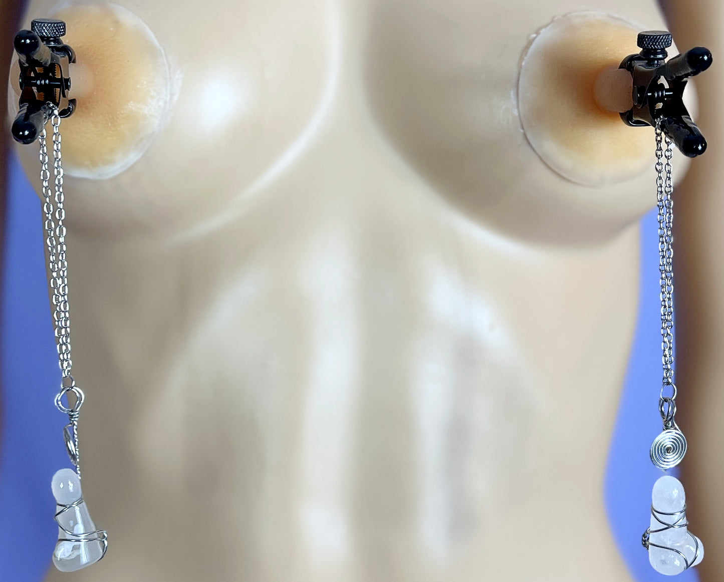 Bullnose Nipple Clamps with Crystal Cock Pulls