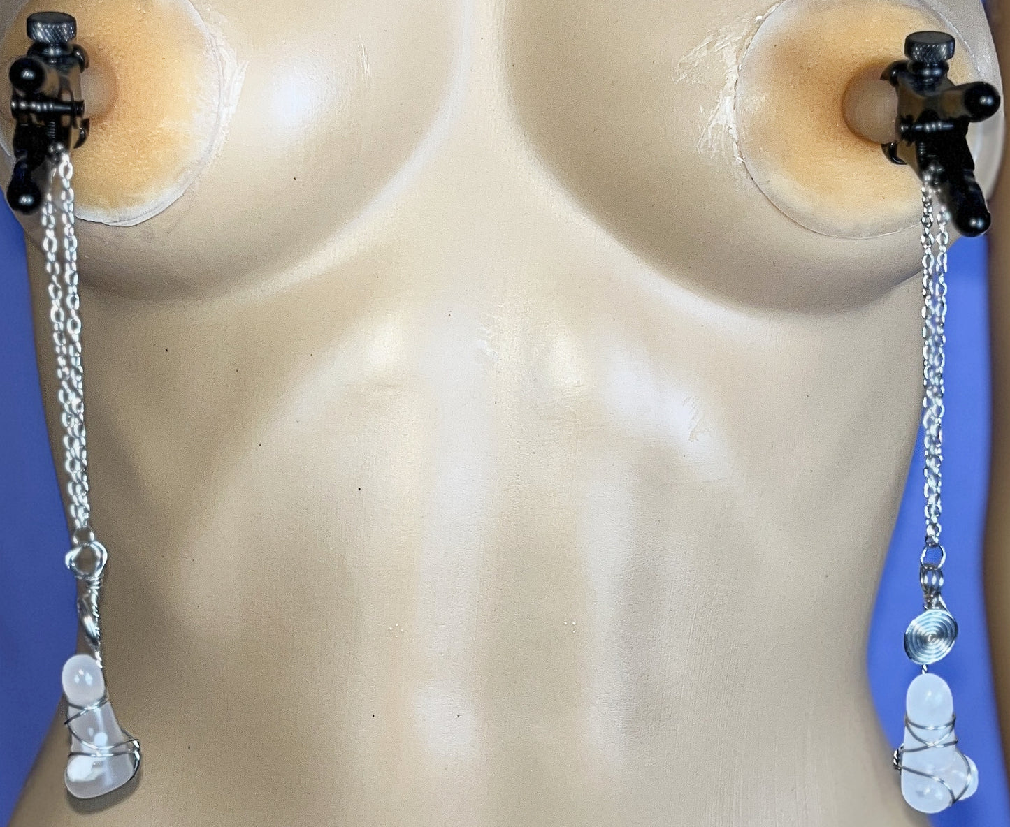 Bullnose Nipple Clamps with Crystal Cock Pulls