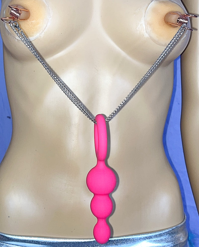 Rose Gold Body Clamps with Pink Dildo / Butt Plug