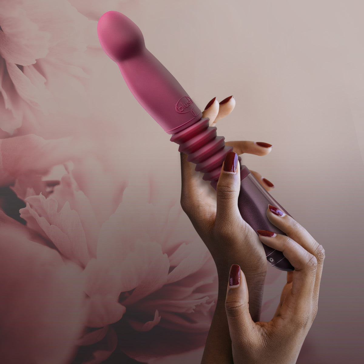 Blush Temptasia Trixie Curved G-Spot Wine 10-Inch Long Thrusting Rechargeable Vibrating Dildo