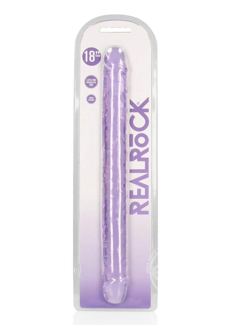 RealRock Crystal Clear Purple Double Dong 18 Inch