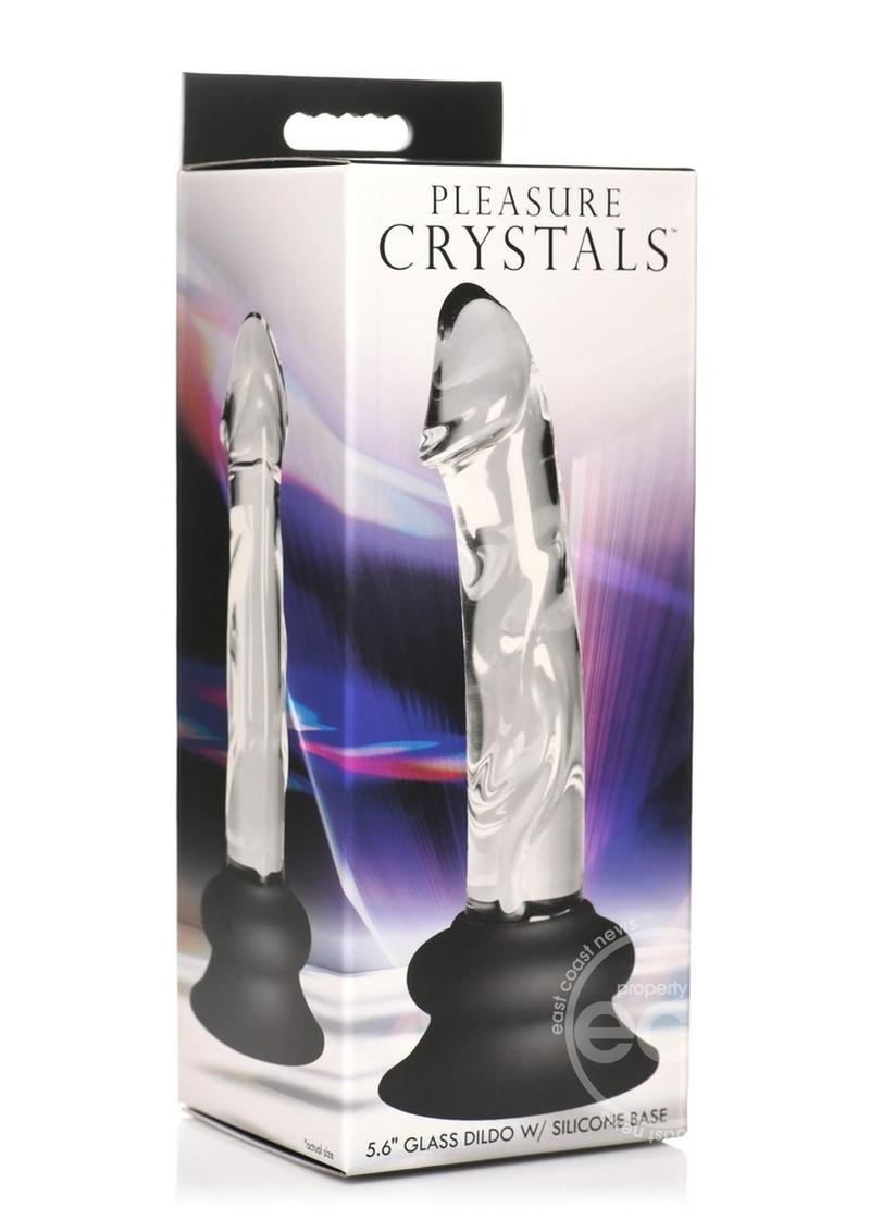 Pleasure Crystals Glass Dildo with Silicone Base 6.5in