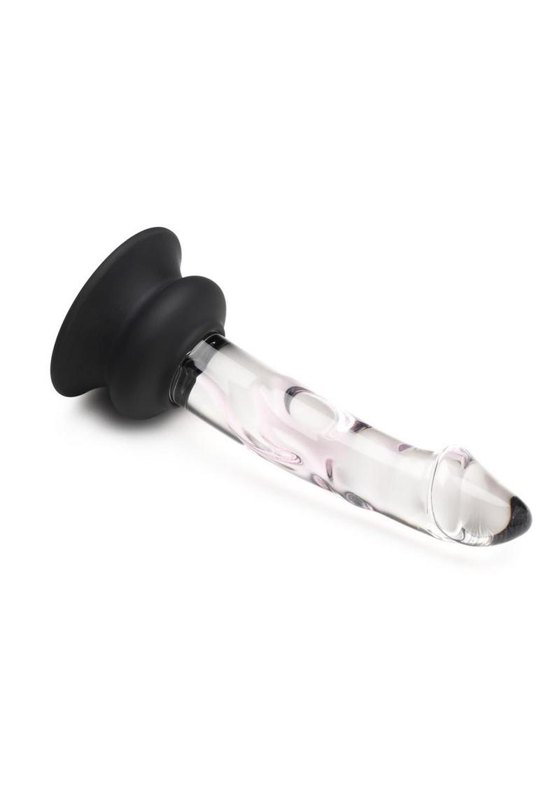 Pleasure Crystals Glass Dildo with Silicone Base 6.5in