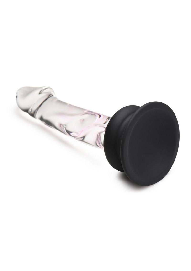 Pleasure Crystals Glass Dildo with Silicone Base 6.5in