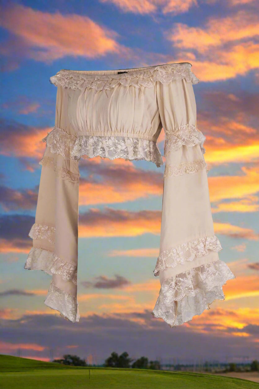 Smocked Flare Sleeve Peasant Top