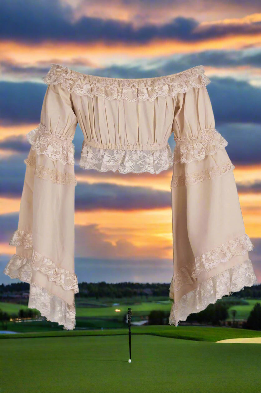 Smocked Flare Sleeve Peasant Top