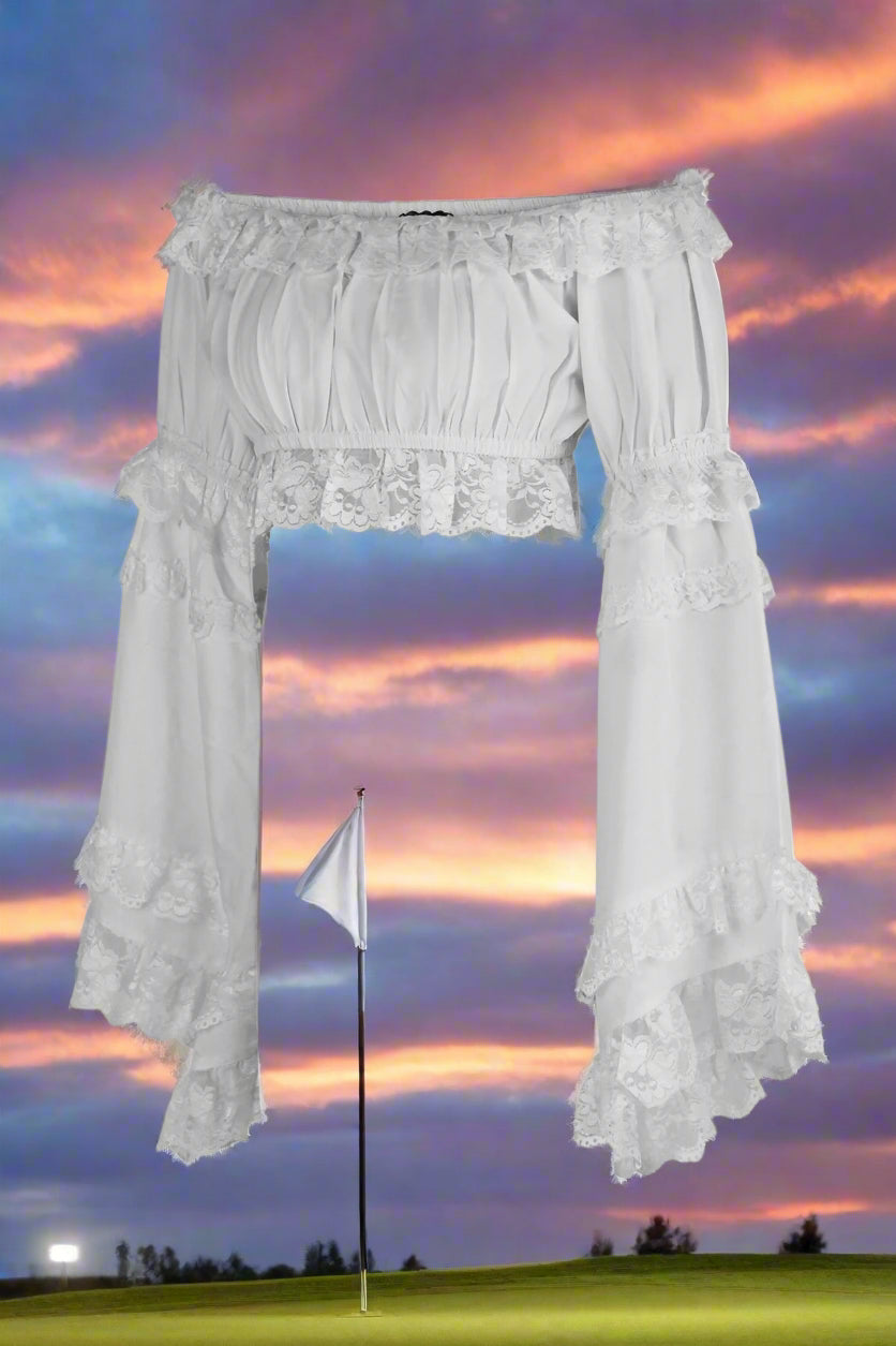 Smocked Flare Sleeve Peasant Top