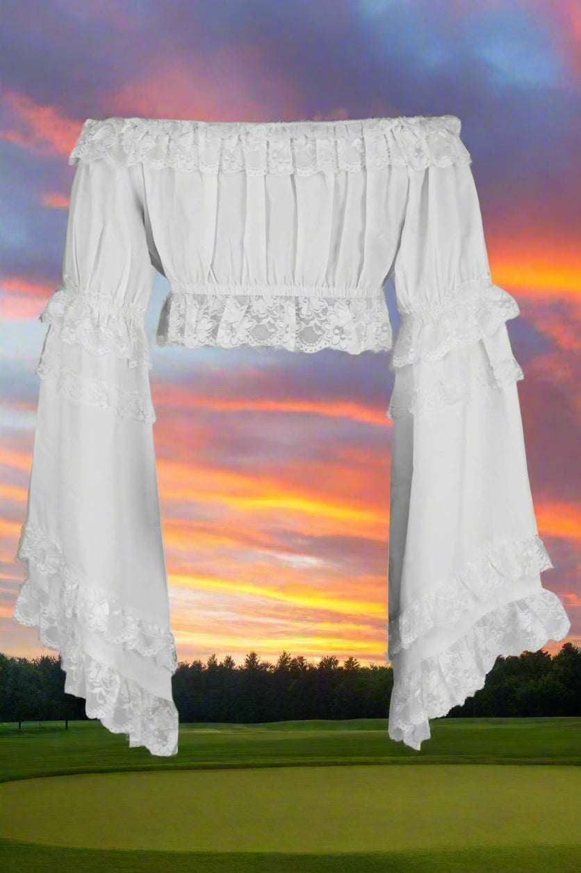 Smocked Flare Sleeve Peasant Top