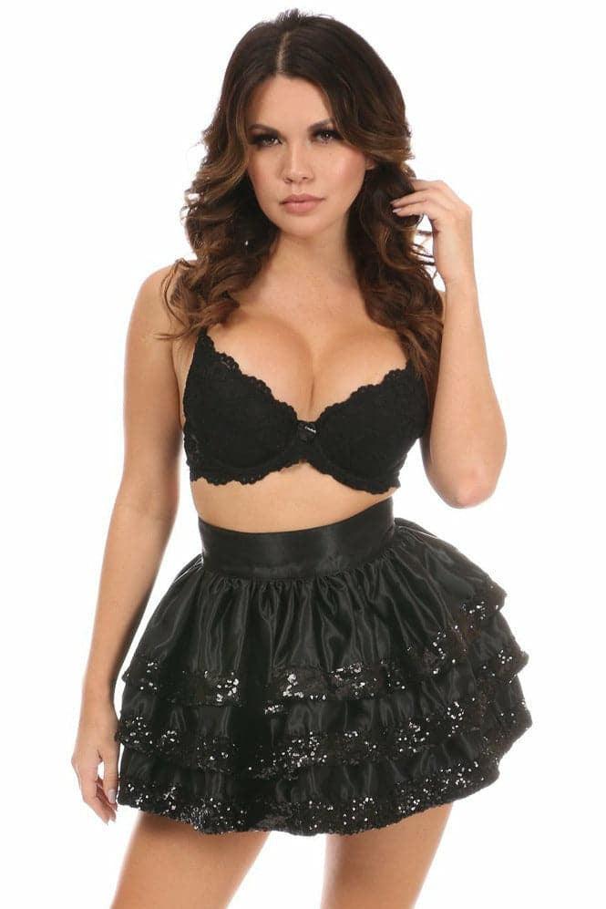 Sequin 3 Layer Mini Skirt by Daisy Corsets in 3 Color Choices in Size S, M, L, XL, 2X, 3X, 4X, 5X, or 6X