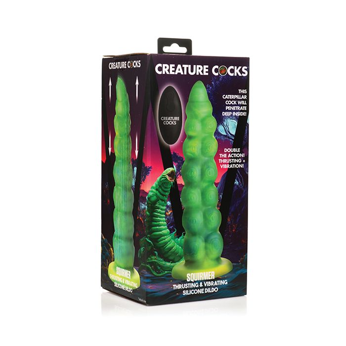 Squirmer Thrusting and Vibrating Silicone Dildo with Remote Control