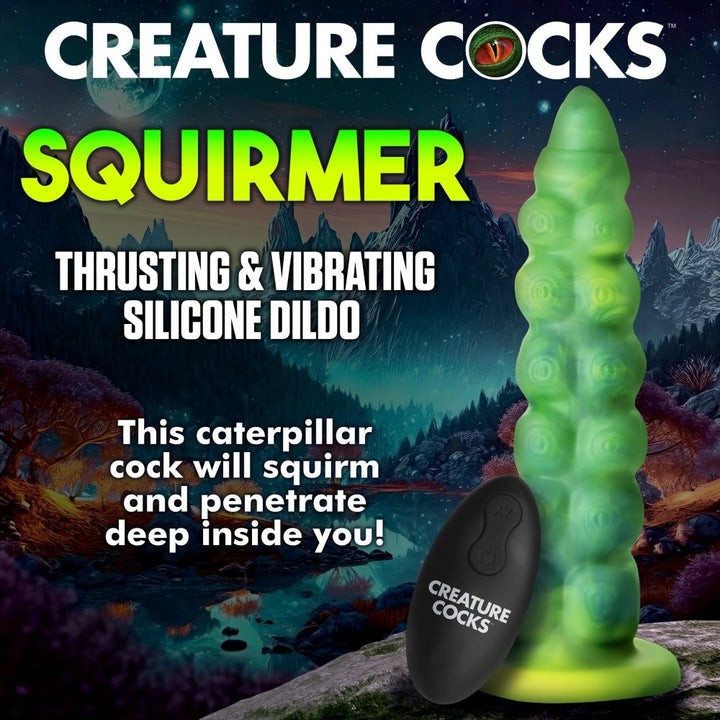 Squirmer Thrusting and Vibrating Silicone Dildo with Remote Control