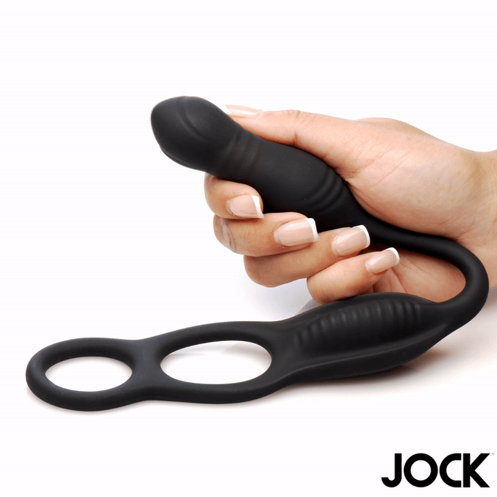 Hyper Thrusting and Vibrating Anal Plug with Cock Ring