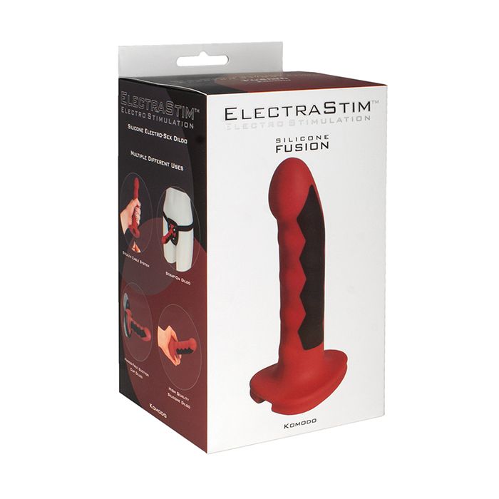 ElectraStim Silicone Fusion Komodo Red and Black Dildo