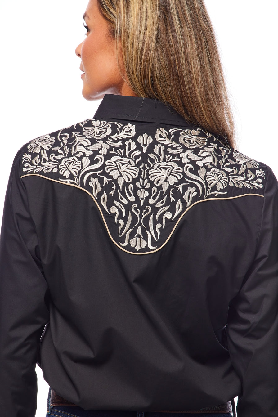 Champion Western Embroidered Shirt by Rodeo Clothing in Black and Pewter in Size S, M, L, XL, XXL