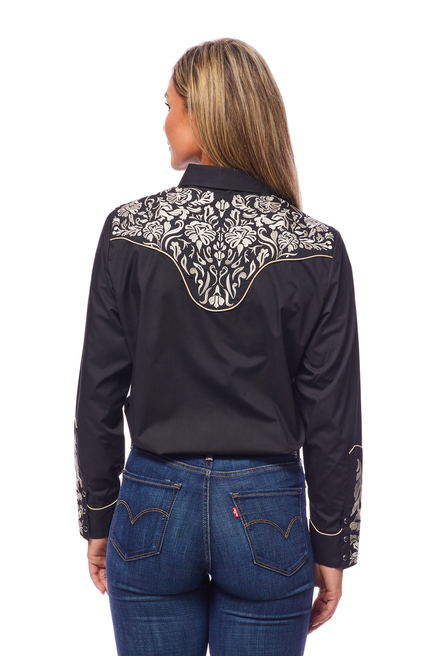 Champion Western Embroidered Shirt by Rodeo Clothing in Black and Pewter in Size S, M, L, XL, XXL