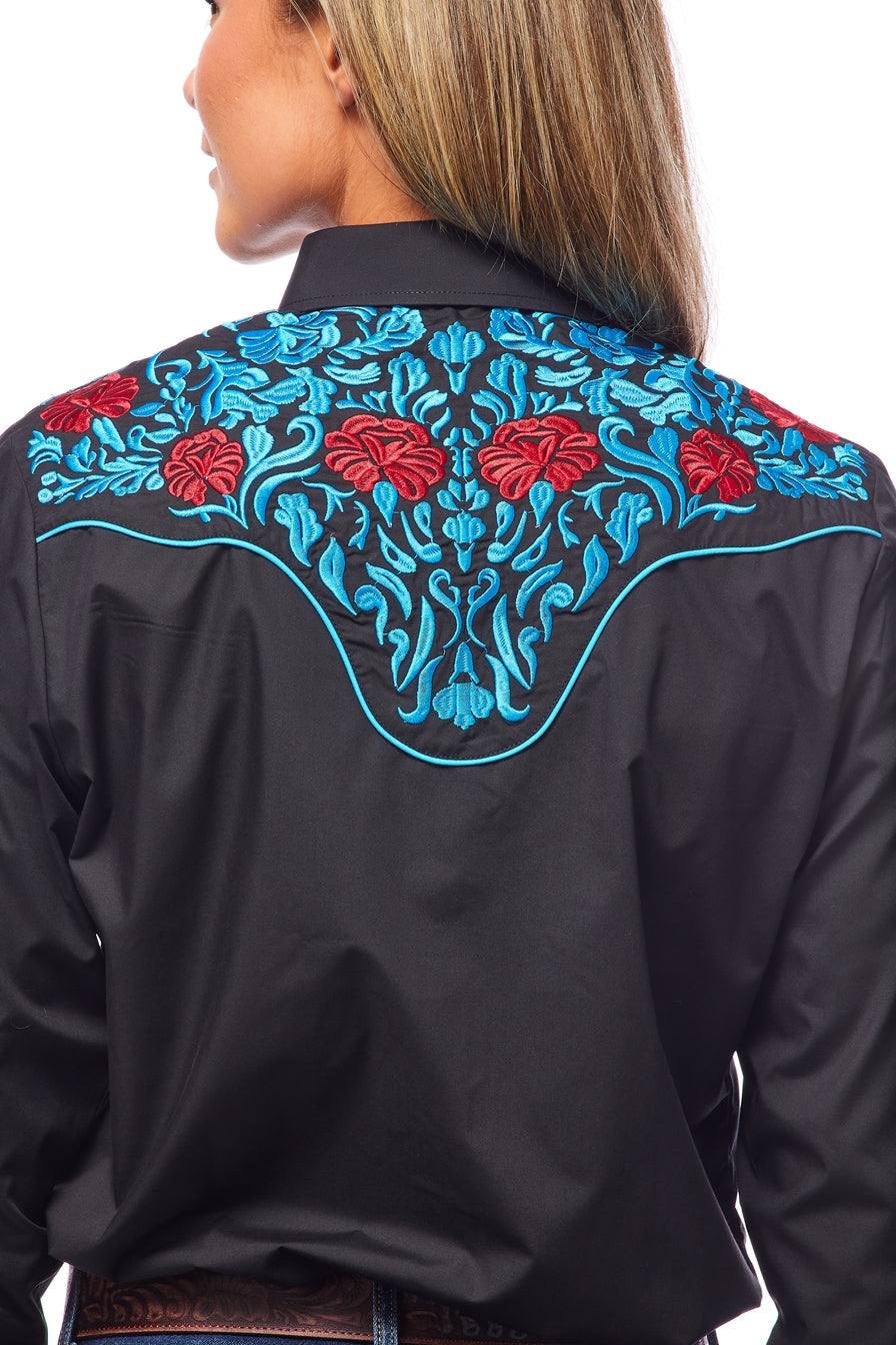 Champion Western Embroidered Shirt by Rodeo Clothing in Black, Blue, and Red in Size S, M, L, XL, XXL
