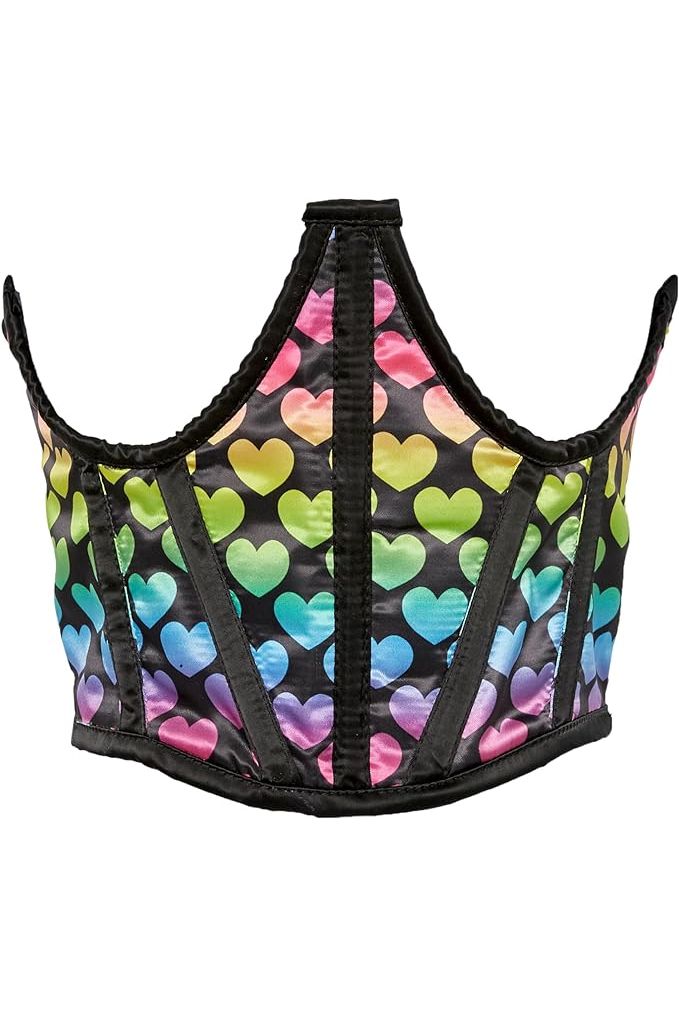 Lavish Rainbow Hearts Satin Underwire Waist Cincher in Size S, M, L, XL, 2X, 3X, 4X, 5X, or 6X