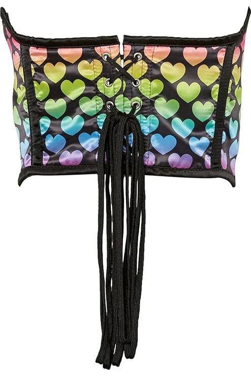 Lavish Rainbow Hearts Satin Underwire Waist Cincher in Size S, M, L, XL, 2X, 3X, 4X, 5X, or 6X
