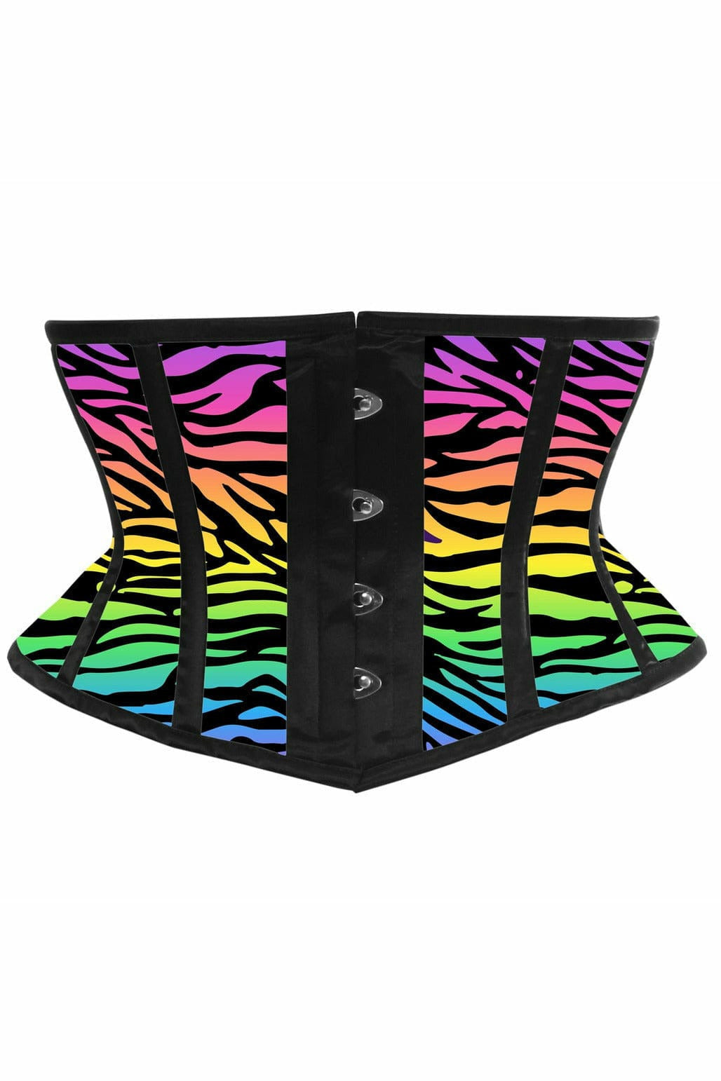 Lavish Rainbow Animal Print Satin Mini Cincher Corset in Size S, M, L, XL, 2X, 3X, 4X, 5X, or 6X