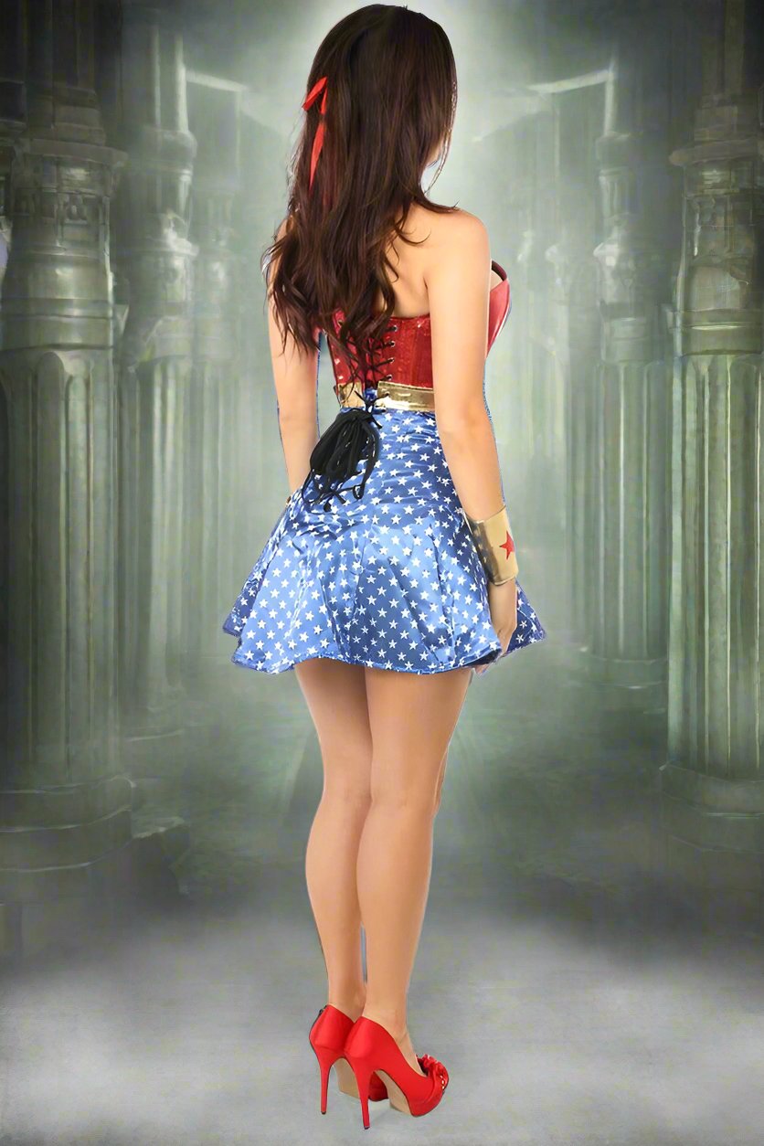 Lavish 3 Piece Wonder Woman 1975 Corset Dress Costume by Daisy Corsets in Size S, M, L, XL, 2X, 3X, 4X, 5X, or 6X