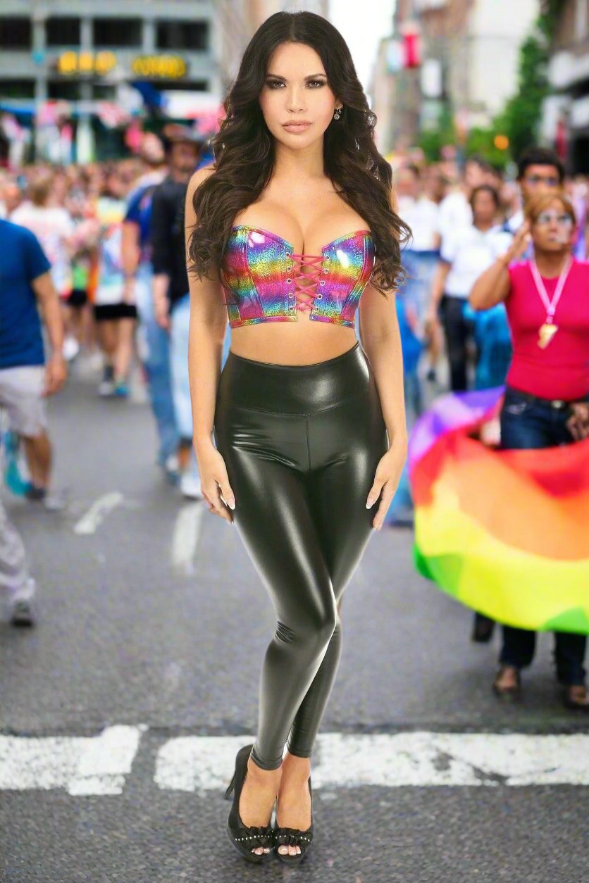 Rainbow PVC Glitter Short Bustier