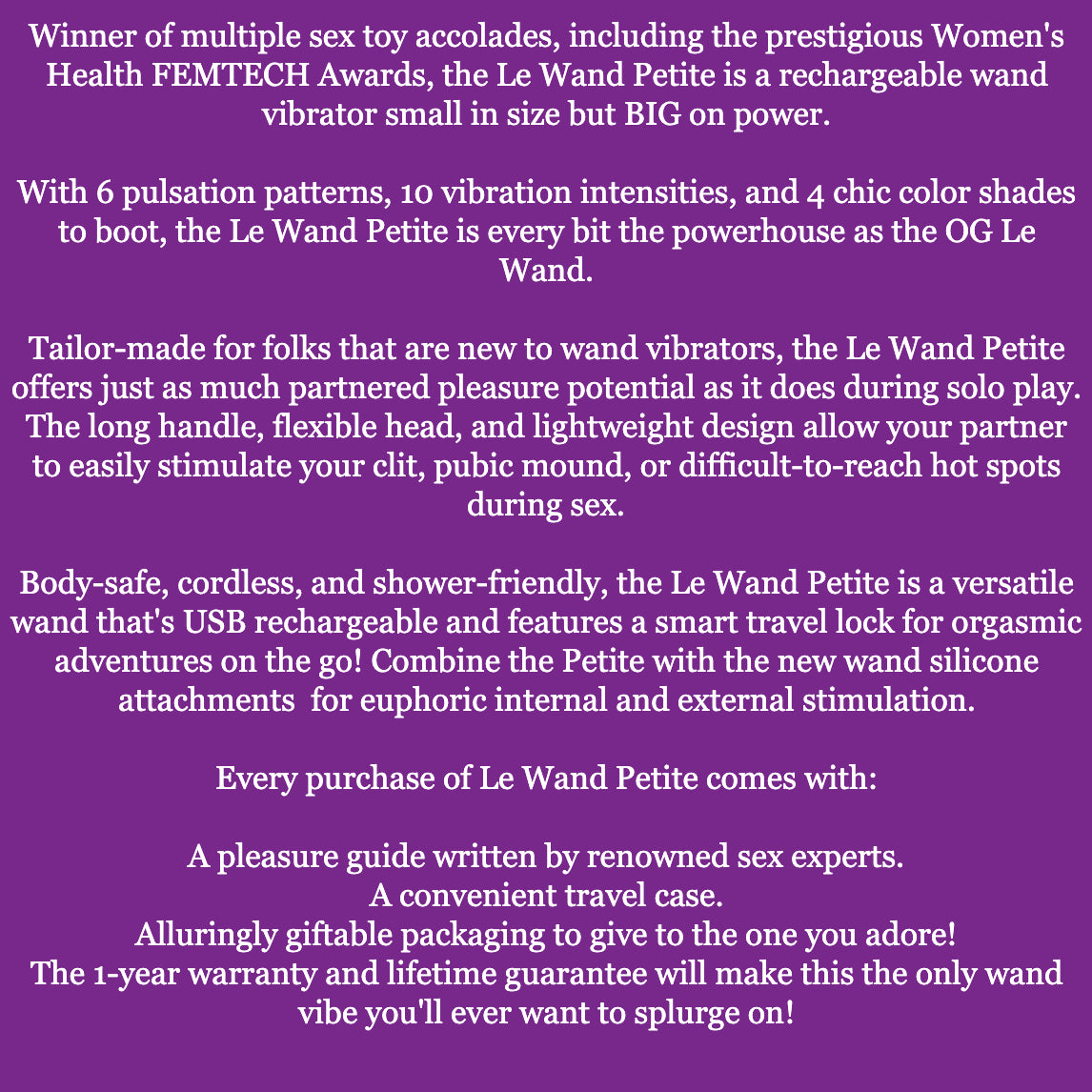 Le Wand Petite Rechargeable Massager in 4 Stylish Color Choices