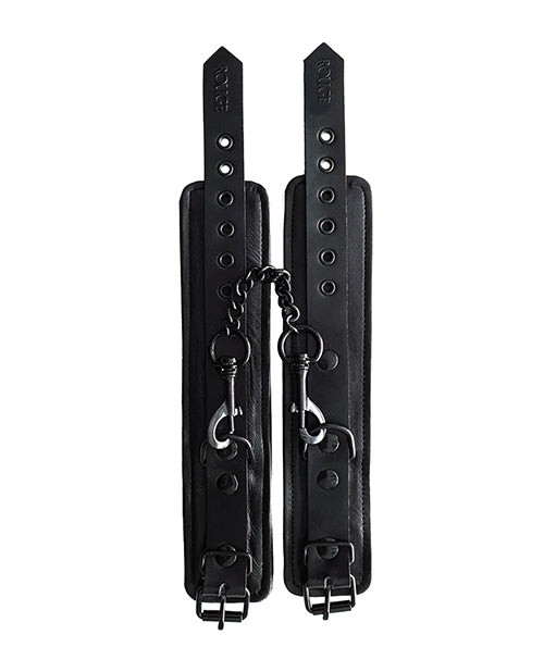 Rouge Black Genuine Leather Wrist Cuffs