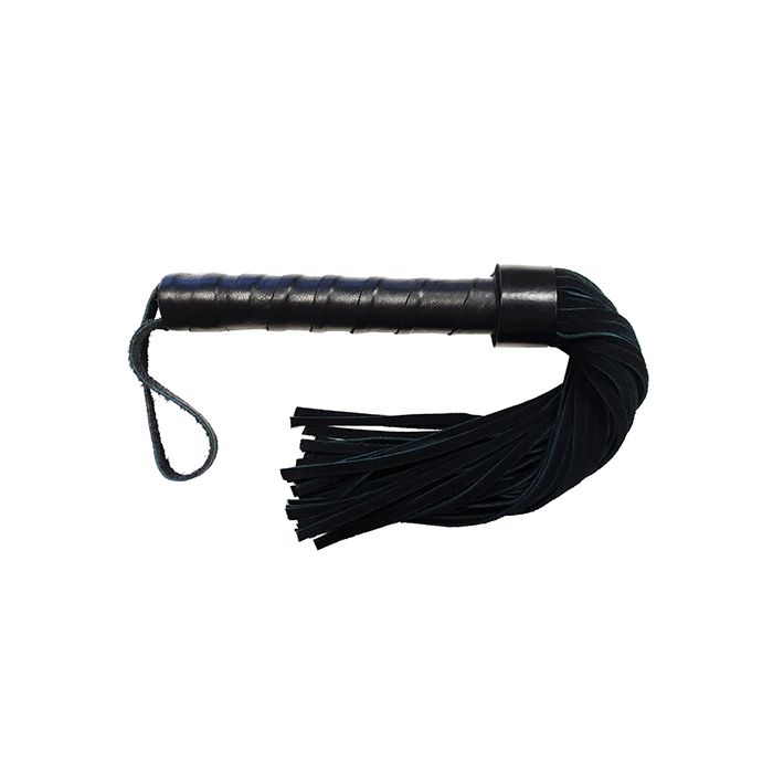 Rouge Leather Handle Short Black Suede Flogger