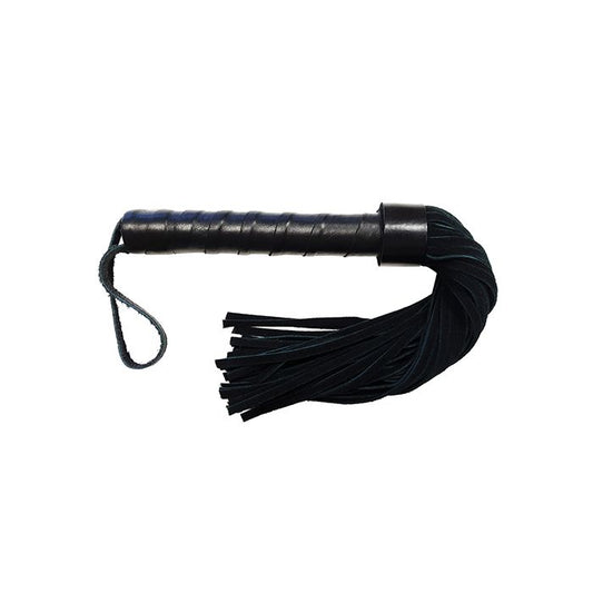 Rouge Leather Handle Short Black Suede Flogger
