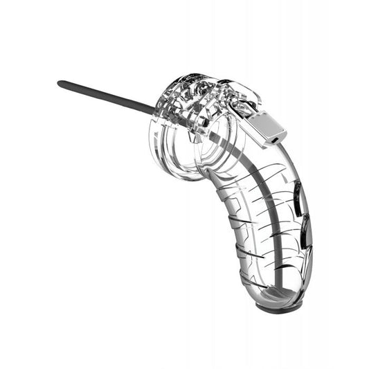 Shots Man Chastity Cage 4.5" with Silicone Urethral Sounding