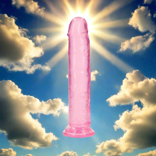 Shots RealRock Crystal Clear 9" Straight Dildo with Suction Cup - Pink