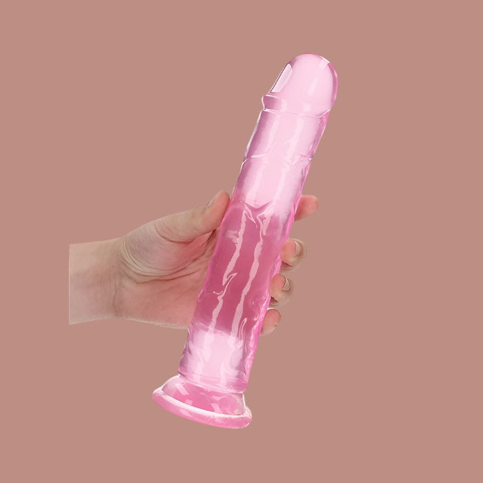 Shots RealRock Crystal Clear 9" Straight Dildo with Suction Cup - Pink