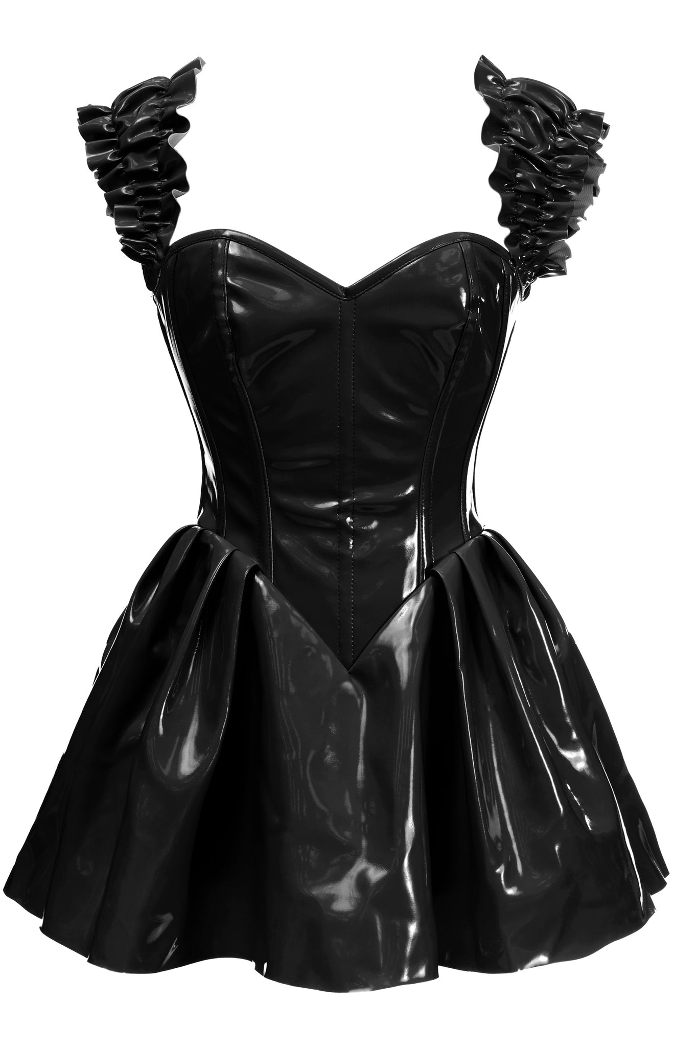 Top Drawer Steel Boned Patent PVC Vinyl Corset Dress by Daisy Corsets in Red or Black in Size S, M, L, XL, 2X, 3X, 4X, 5X, or 6X