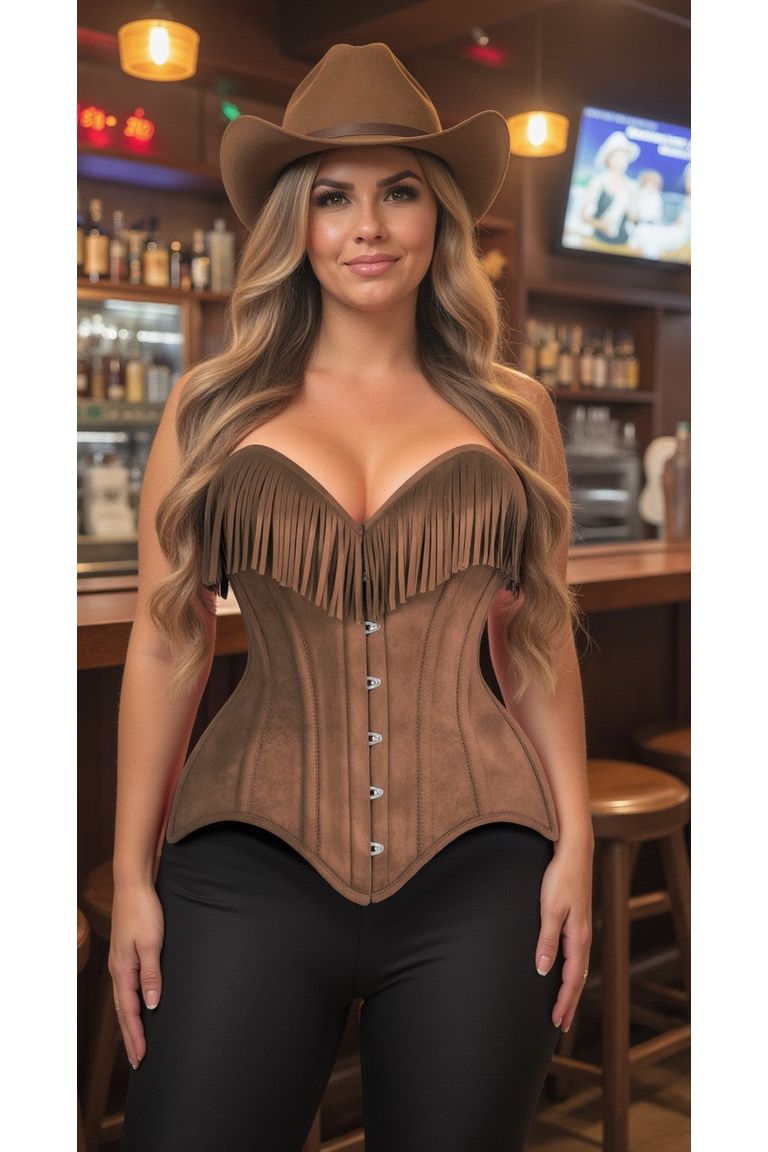 Suede Steel Boned Over Bust Corset