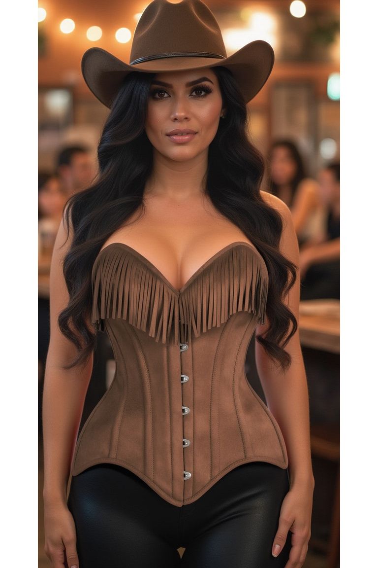 Suede Steel Boned Over Bust Corset