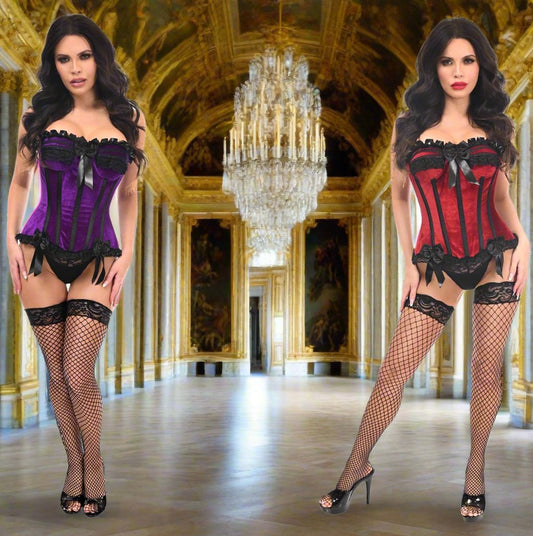 Top Drawer Velvet Steel Boned Burlesque Corset by Daisy Corsets in Purple or Red in Size S, M, L, XL, 2X, 3X, 4X, 5X, or 6X