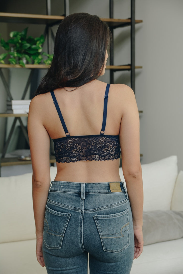 Velvet Longline Lace Bralette by LETO in 4 Color Choices