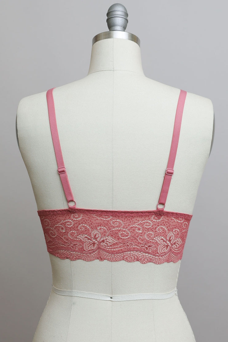 Velvet Longline Lace Bralette by LETO in 4 Color Choices