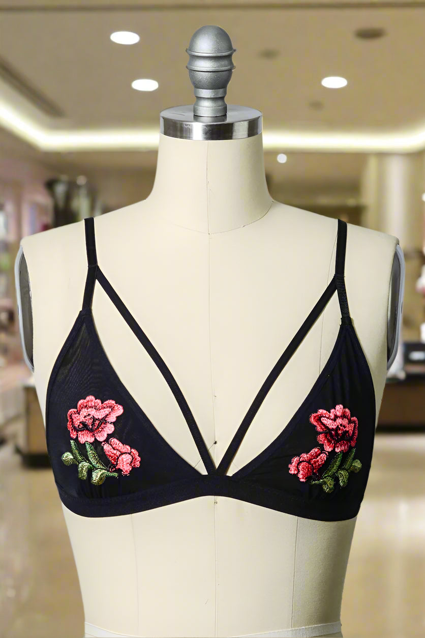 Romantic Floral Embroidery Bralette