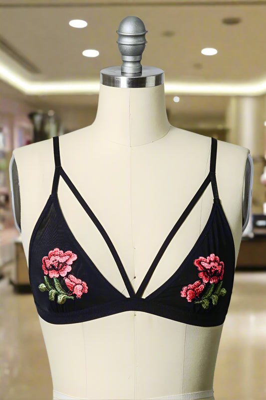 Romantic Floral Embroidery Bralette