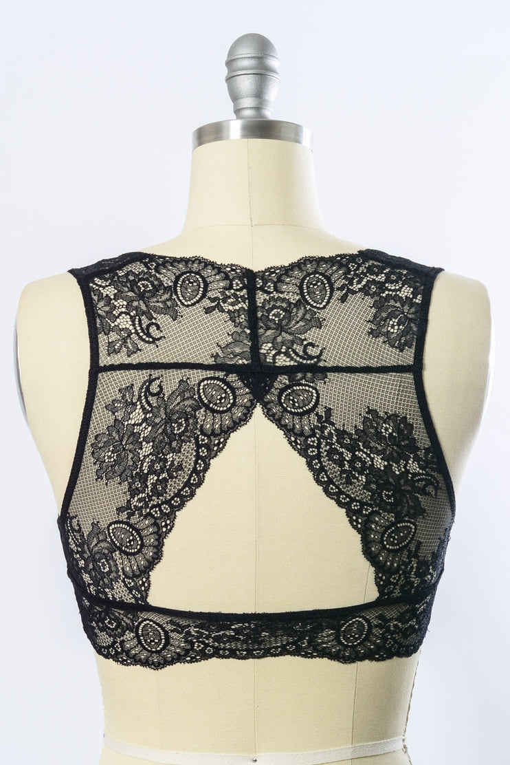 Feminine Floral Lace Bralette with Keyhole Back Elegance