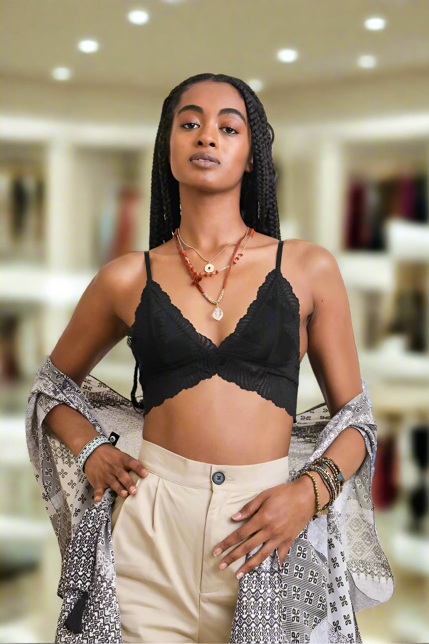 Butterfly Scallop Lace Bralette by LETO in 6 Color Choices in Size S, M, or L
