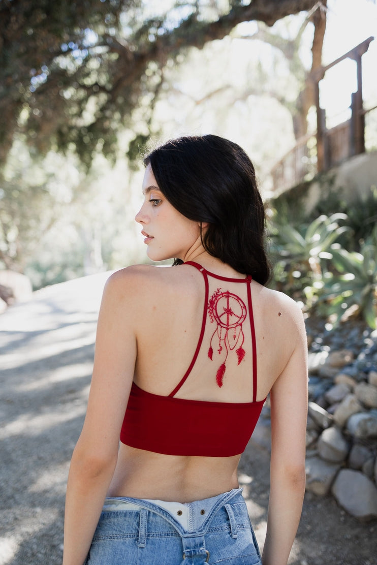Peace Dreamcatcher Tattoo Back Brami by LETO in 3 Color Choices in Size XS/S or M/L