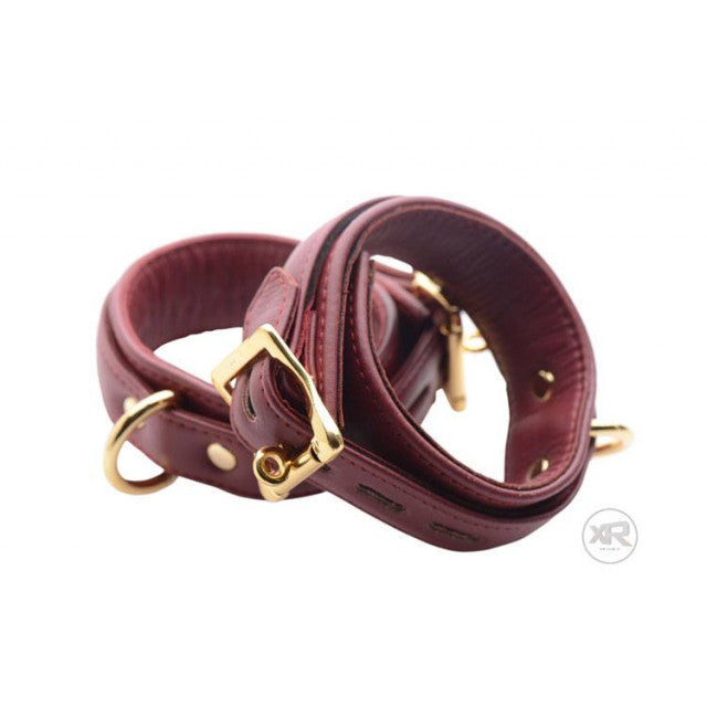 Strict Leather Luxury Burgundy Locking Wrist Cuffs