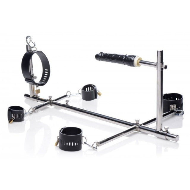 Imprisoned Metal Stockade with Dildo by Master Series